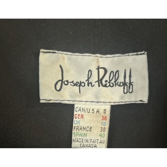 Joseph Ribkoff Jacket Womens sz8 Black Bolero Crop Blazer 4 Button Ruching - Picture 2 of 12